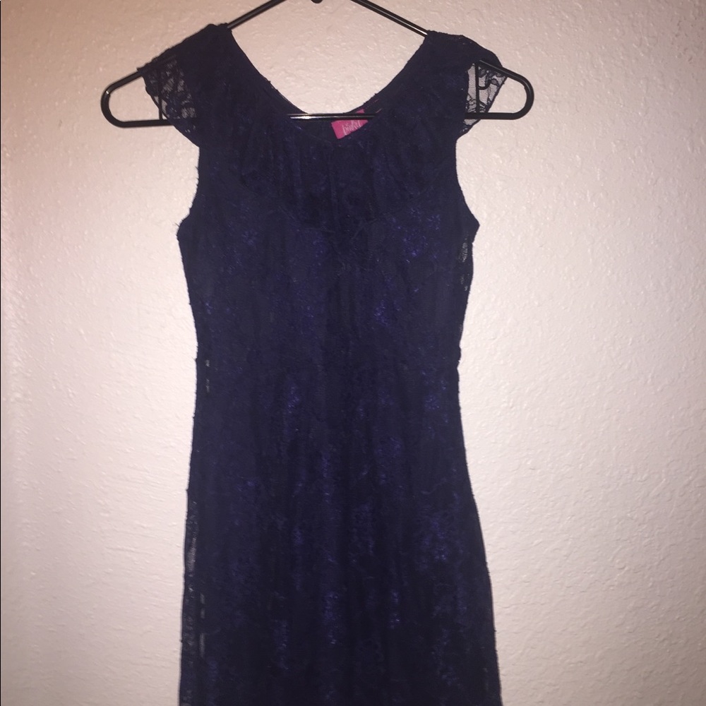 Pinky, Navy Blue, Lace Dress. Ages for 10 years.